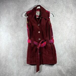 Vintage 1970s Pioneer Wear Long Gilet Waistcoat Womens Medium Purple Suede Wool